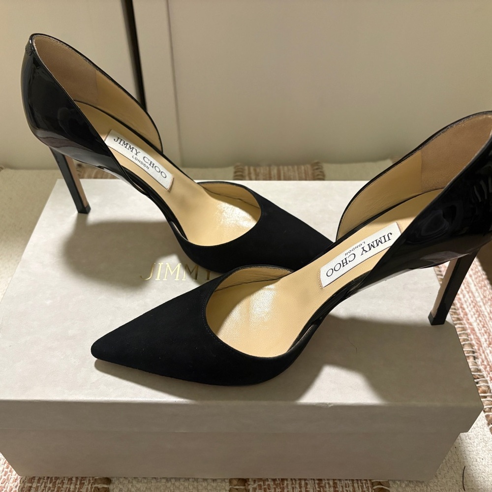Jimmy Choo Darylin 85mm Suede and Patent Leather High Heel Pumps size 37 - Picture 3 of 7